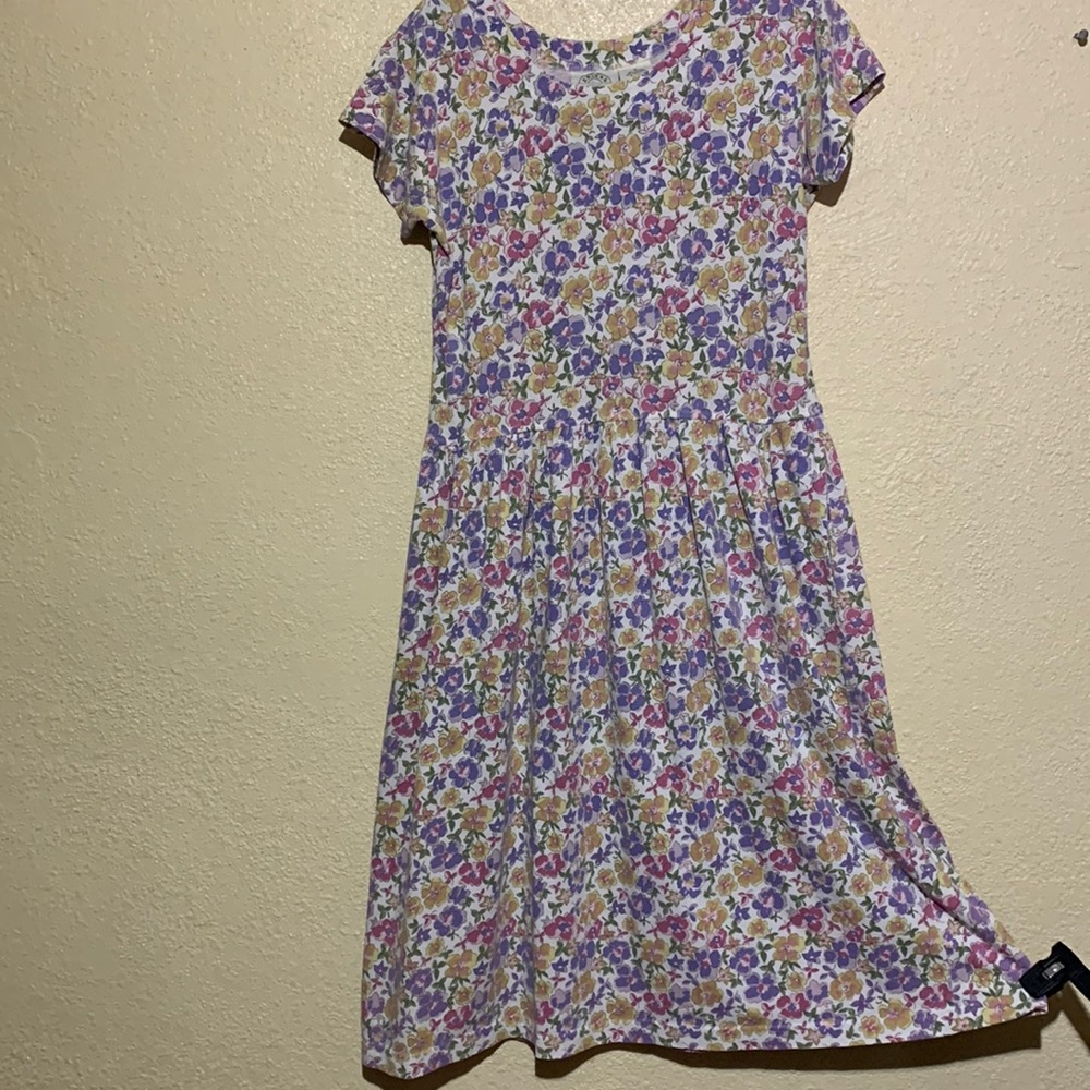 Erika & Company dress Dress M Floral Cream Purple Faded Look Pullover